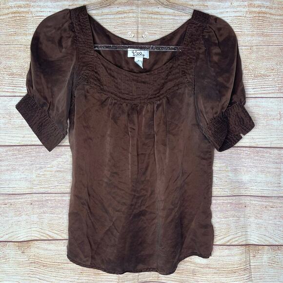 Lilly Pulitzer 100% Silk Blouse - Chocolate Brown - Picture 2 of 7